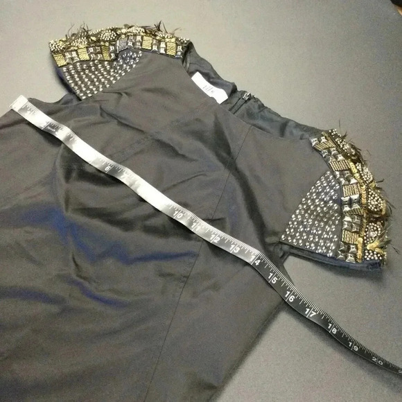 Tibi New York Womens Black Real Feathers Cap Sleeves Mini Dress Size 0 - Picture 5 of 11